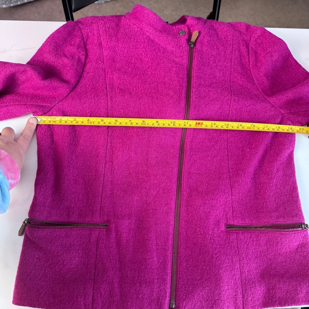 Talbots Magenta Wool Blend Asym Zip Moto Jacket Zipper Pockets Women 10 - Picture 3 of 12